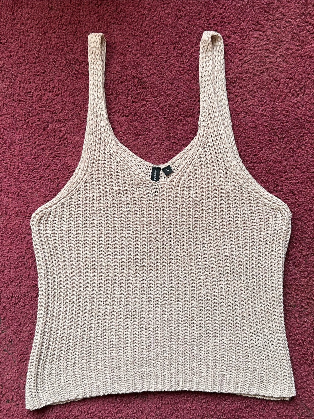 moon & madison Beige V-Neck Knit Tank Sweater